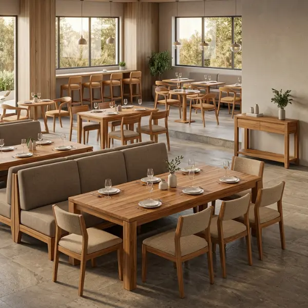 Durable restaurant seating and chairs supplied by top restaurant furniture suppliers in Coimbatore.