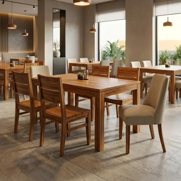Commercial grade cafe seating and restaurant tables engineered for Vijayawada climate