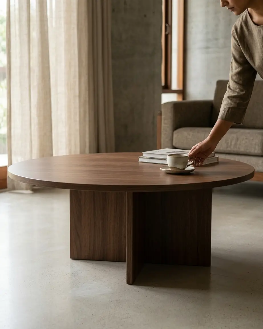 Close up detail of Craftsman Teak Wood Center Table wood design
