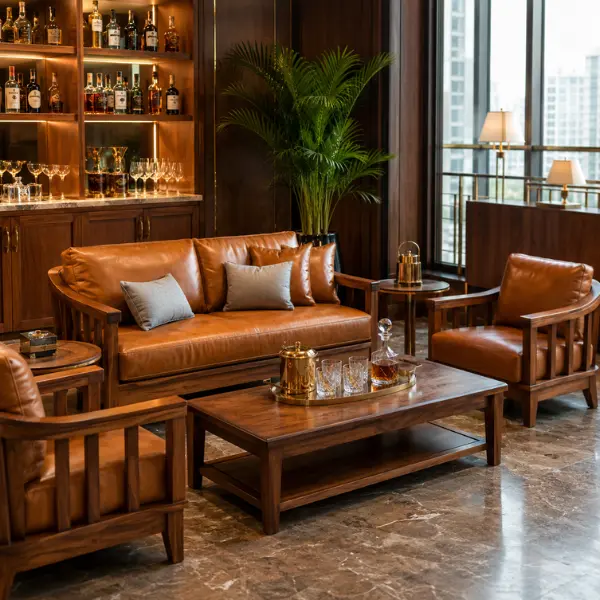 Custom pub and lounge furniture manufactured to survive the coastal Mumbai climate, offering a durable alternative to catalog vendors.