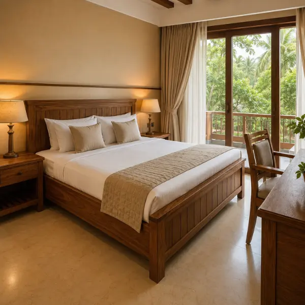 High-quality, coastal-friendly furniture delivered by a premium guest house furniture supplier in Mangalore.