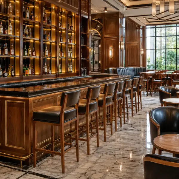 Factory-direct commercial bar and pub seating produced by a leading furniture manufacturer serving Gurgaon.