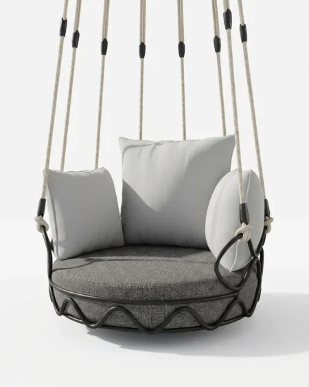 The Halona Suspended Nest Chair featuring a circular globe design and premium multi-cord rope suspension.
