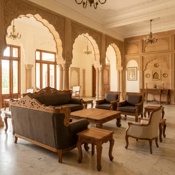 Commercial dining furniture supplied for heritage hotels in Gwalior