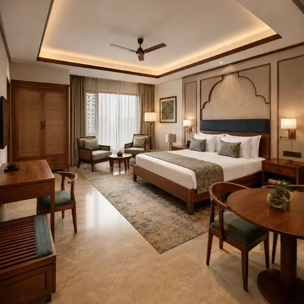 Solid wood hotel furniture manufactured by a leading hotel furniture manufacturer Ahmedabad trusts