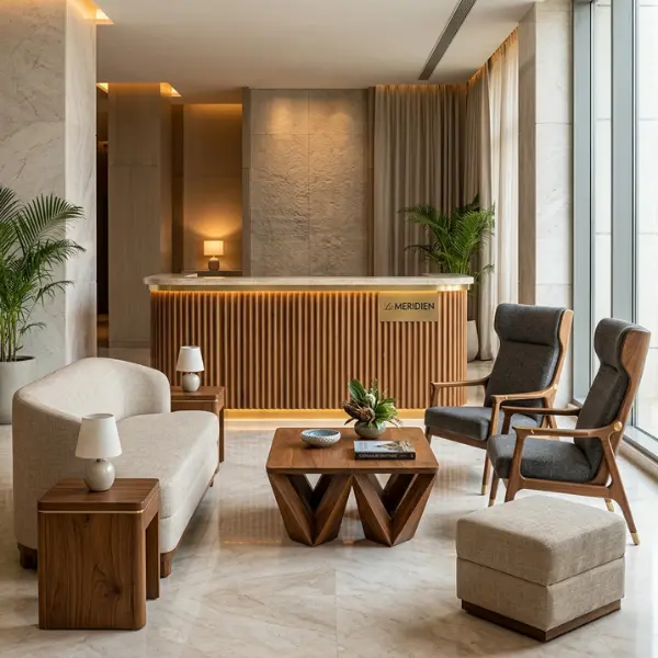 Solid wood hotel bedroom furniture provided by a hotel furniture manufacturer Faridabad