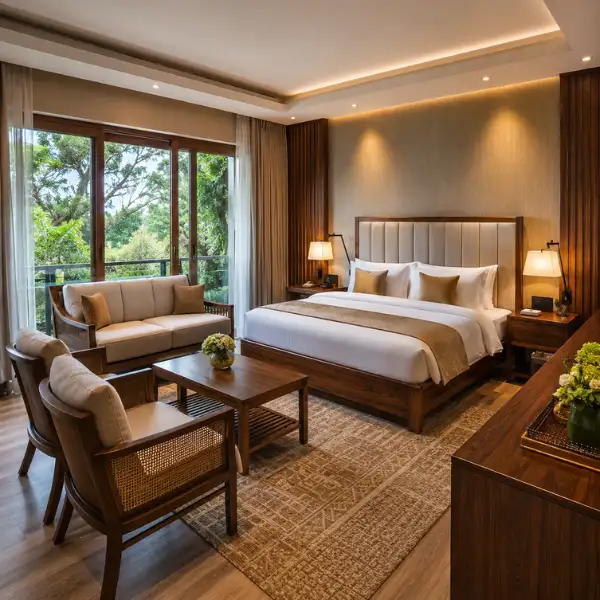 Custom luxury room furniture for resorts in Imphal, Manipur manufactured by Craftnika.