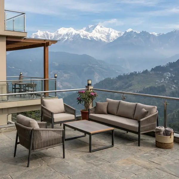 Premium, weather-resistant Kanchenjunga view deck & balcony furniture in Darjeeling.