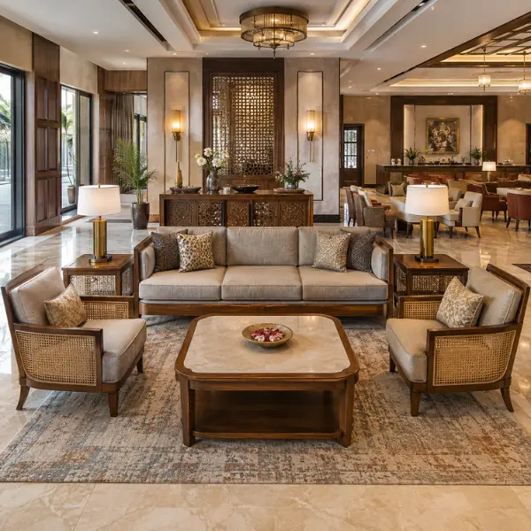 Custom luxury room furniture for hotels in Ludhiana manufactured by Craftnika.