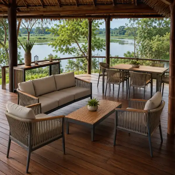 Custom luxury room furniture for eco-resorts in Majuli, Assam manufactured by Craftnika.