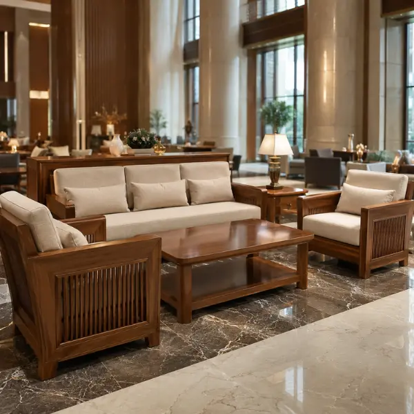 Commercial-grade beds and wardrobes built by a trusted hotel room furniture manufacturer for Noida hotels.