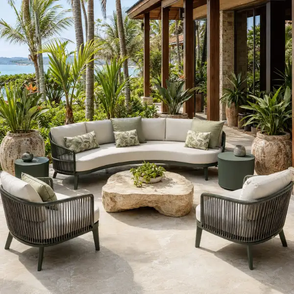 Outdoor furniture manufacturer Andaman providing marine-grade outdoor seating for resorts and hotels.