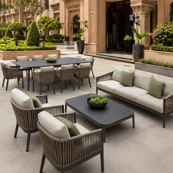 Outdoor furniture manufacturer Gwalior supplying factory-direct, marine-grade seating to hotels and resorts in extreme heat.