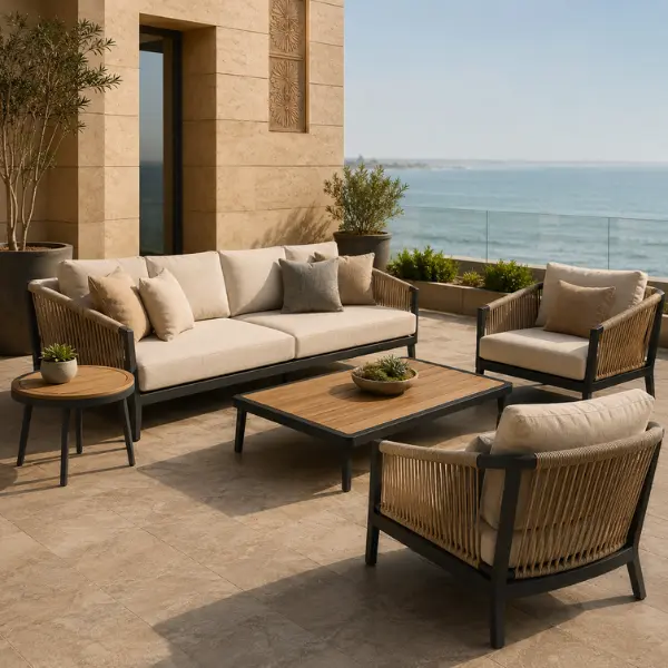 Marine-grade outdoor furniture supplied by a resort furniture manufacturer Dwarka Gujarat