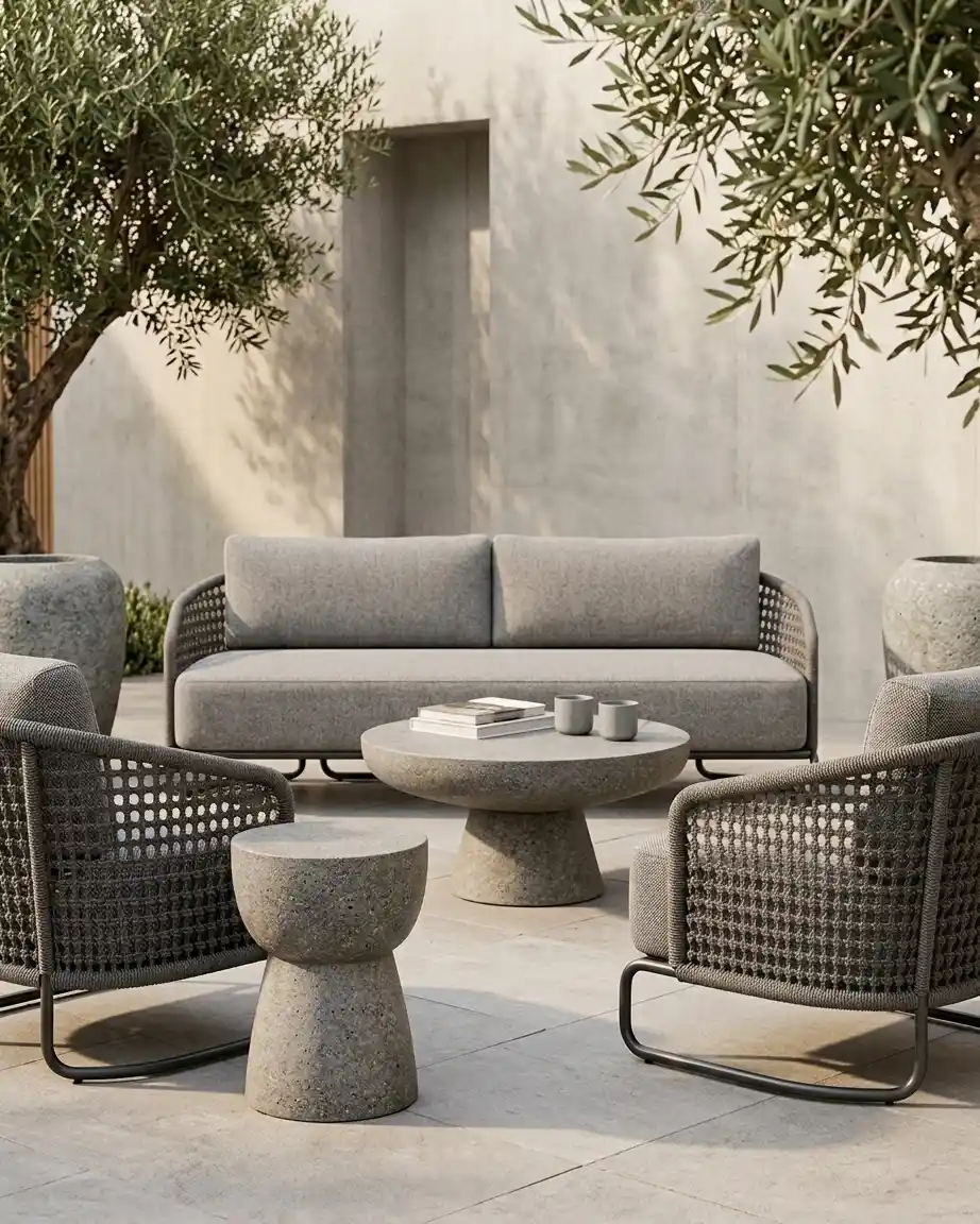The Cortez model displayed as a luxury resort lobby seating set installed in a premium outdoor patio.