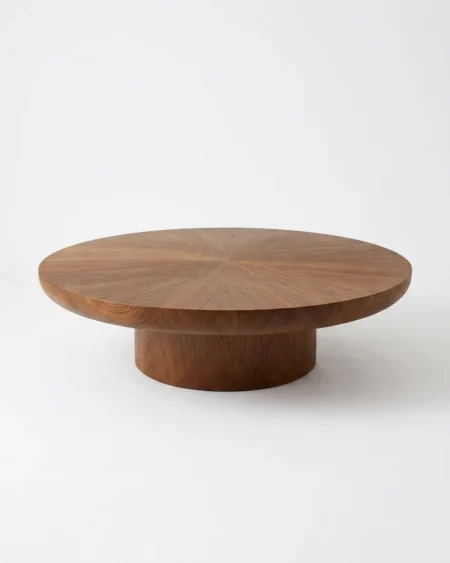 Premium custom made Sorrento Pedestal Center Table with sunburst veneer