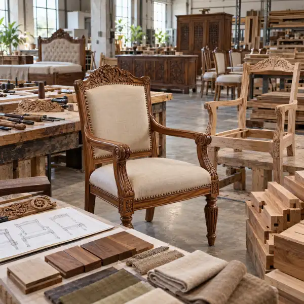 Solid teak wood guestroom furniture from a leading Heritage Furniture Manufacturer Orchha.