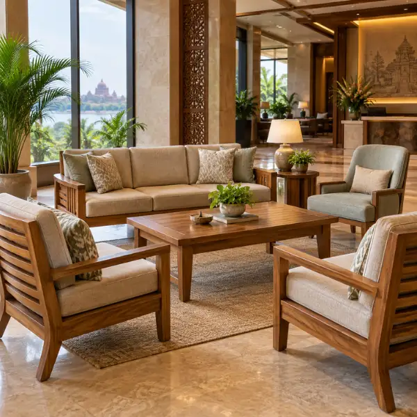 Custom solid wood guestroom furniture by a leading Hotel Furniture Manufacturer Patna.