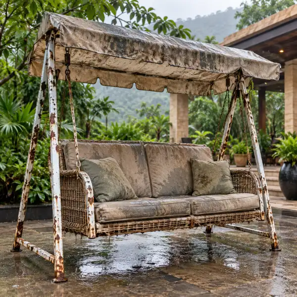 Solid teak wood weather-resistant garden swing in India