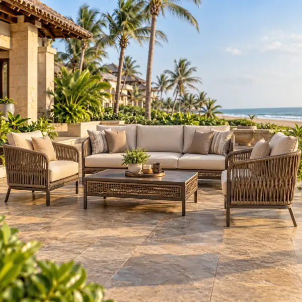 Marine-grade aluminium sun lounger from a leading Beach Resort Furniture Manufacturer Mahabalipuram.