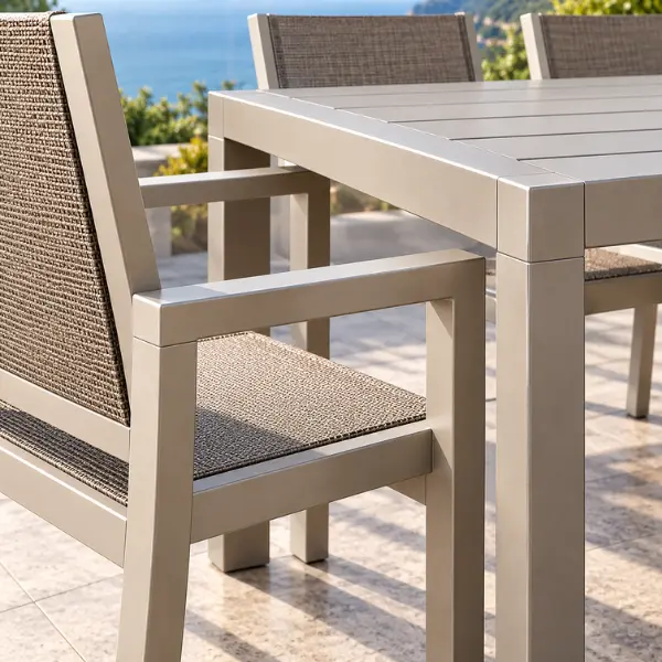 Architectural specifications for commercial outdoor furniture aluminium frames and 316 stainless fasteners