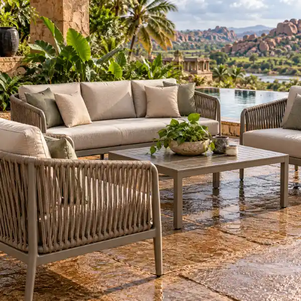 Commercial all-weather outdoor resort furniture suppliers in Hampi Karnataka