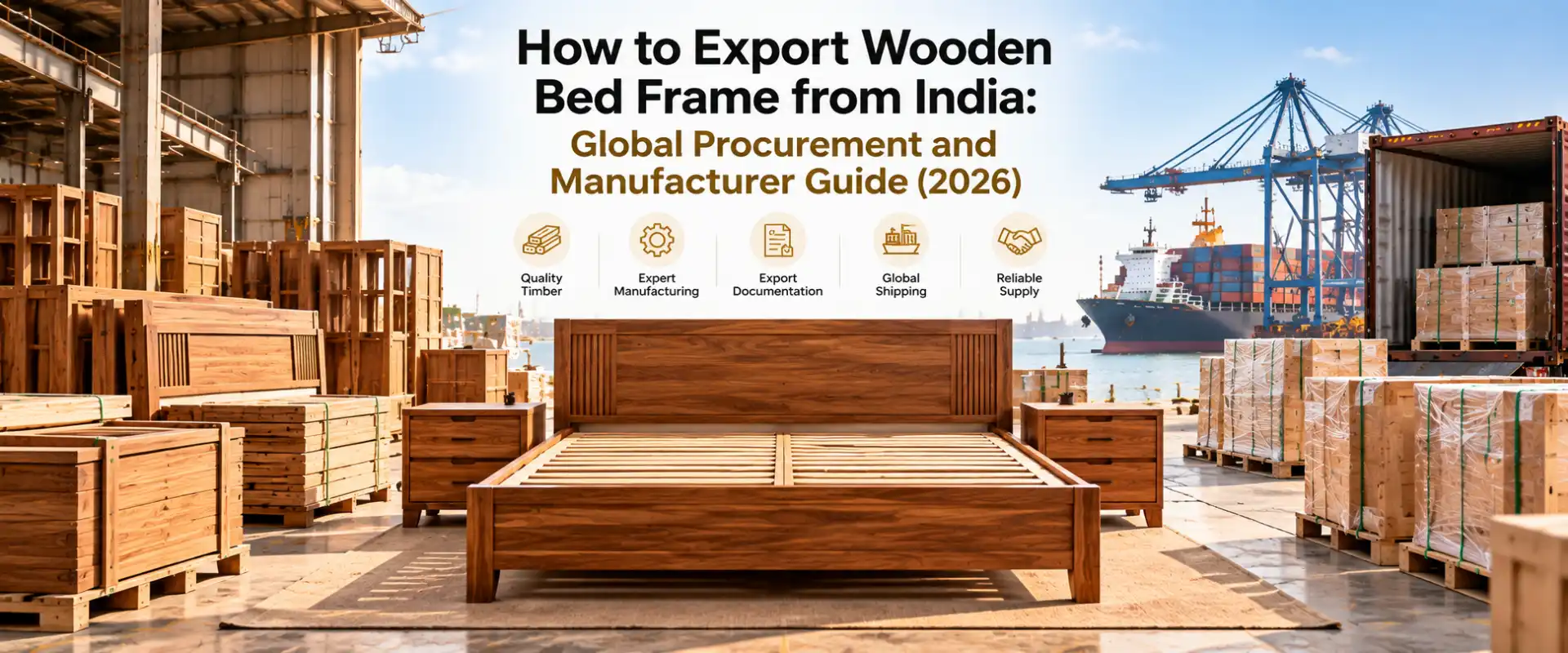 How to export wooden bed frame from India: procurement, kiln drying, and container shipping guide