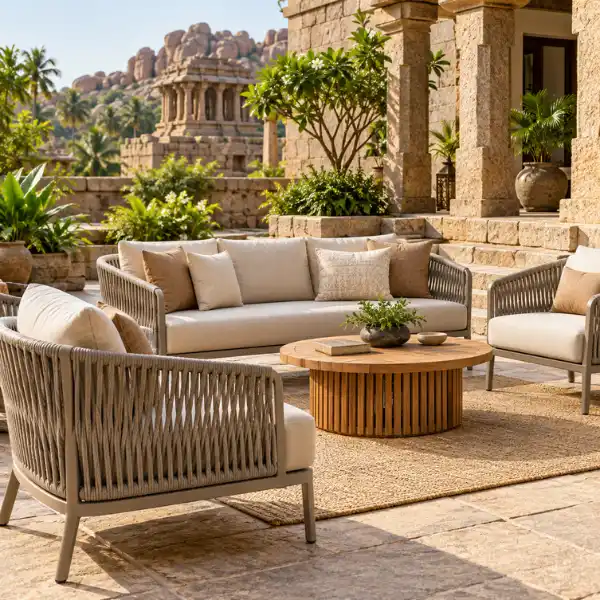 Contract-grade resort furniture manufacturer Hampi for luxury hotels and homestays