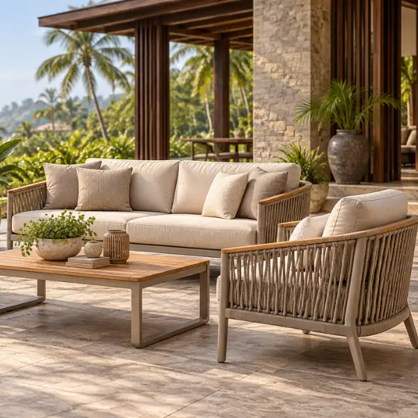 Marine-grade aluminium outdoor furniture from a leading Resort Furniture Manufacturer Kannur.