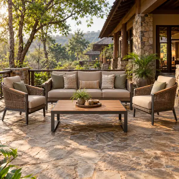 Jungle-ready outdoor seating from a leading Safari Lodge Furniture Supplier Kanha.