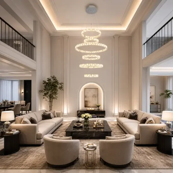 Modern indoor furniture and dining setups manufactured for restaurants.